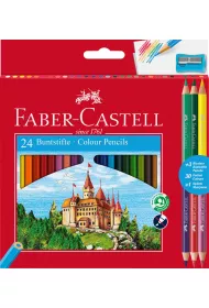 Faber-Castell Kredki o��wkowe + 3 kredki dwustronne + temper�wka 27 szt.