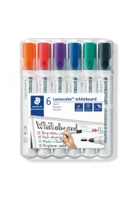 Staedtler Marker do bia�ych tablic whiteboard Lumocolor, okr�g�y, 6 kolor�w w etui 6 szt.