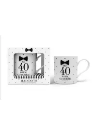 Pan Dragon Kubek Mad Dots 40-te urodziny - bia�y w czarne kropki
