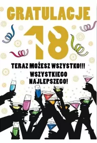 Stamp Karnet Party naklejany B6 + koperta Urodziny 18