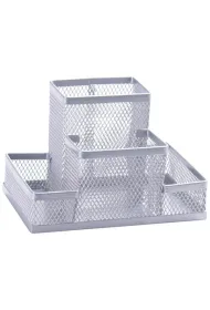 Przybornik na biurko Q-Connect 4 przegrody metalowy