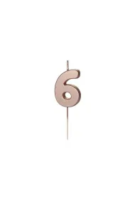 PartyDeco �wieczka urodzinowa 6 r�owe z�oto 4.5cm