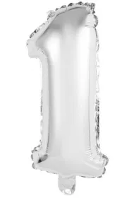 Amscan Balon foliowy mini cyfra 1 srebrna 19,5x40cm