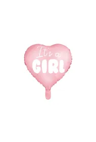 PartyDeco Balon foliowy Serce It's a girl jasny r� 45cm