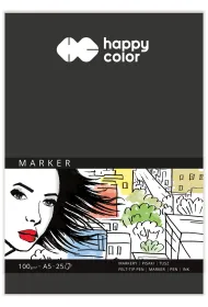 Happy Color Blok do markerw ART, biay, A5, 100g, 25 arkuszy 100 g 25 kartek