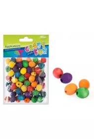 Craft with Fun Ozdoba drewniane korale r�nokolorowe 80 szt.