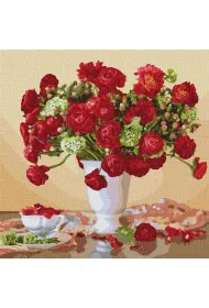 Ideyka Malowanie po numerach - Karmazynowy bukiet 50x50cm