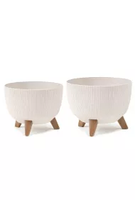 HowHomely Zestaw doniczek Rosa linea Wood