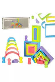 Klocki drewniane edukacyjne ukadanka tcza puzzle montessori tcza kolorowe