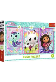 Puzzle 3x50 el. Poznajcie Gabby i kotki Trefl