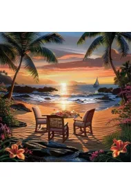 Norimpex PROMO Diamentowa mozaika Zachd soca przy ognisku na tropikalnej play 30x40cm 2001538