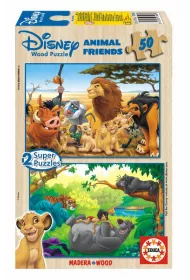 Puzzle drewniane 2 x 50 el. Krl Lew, Ksiga dungli Educa