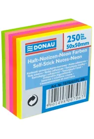 Biella Karteczki samoprzylepne DONAU 50x50mm neonowe 250 kart.