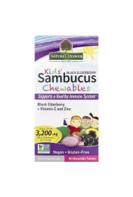 Natures Answer Kid`s Sambucus Chewables, Black Elderberry - Czarny bez Suplement diety 45 tab.