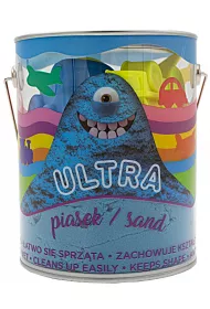 Ultra Piasek - puszka 900g niebieski + 4 du�e foremki Pojazdy + 2 narz�dzia Epee