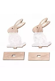 dpCraft Drewniane zaj�czki z futerkiem i podstaw 10cm 2 szt.