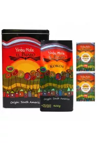 Mate Green Zestaw Yerbera puszka + yerba mate kokos 400 + 2 x 50 g
