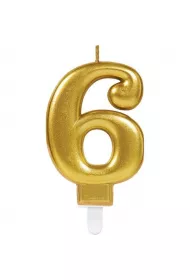 Amscan �wieczka cyferka 6 Sparkling Celebrations z�ota