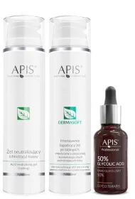 Apis Zestaw Zabieg Eksfoliacja na przebarwienia, kwas glikolowy 50% 2 x 200 ml + 30 ml