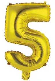 Amscan Balon foliowy mini cyfra 5 zota 25,5x40cm