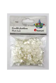 Titanum Koraliki plastikowe kwiatki bia�e per�owe 15g