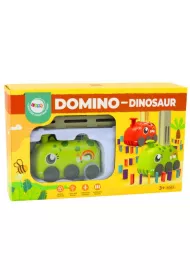 Auto zielony dinozaur na baterie ukadajce domino Leantoys