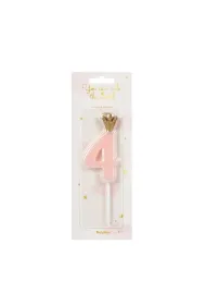 PartyDeco �wieczka urodzinowa 4 jasny r�owy 9.5cm