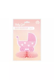Godan Dekoracja papierowa B&G na st� Baby Girl - w�zek 16 cm