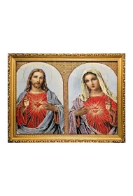 Obraz Haftowany Serce Maryi/SerceJezusa 32x42cm