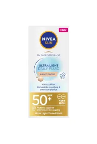 Nivea Sun Ultra Light Daily Fluid SPF50+ krem przeciwsoneczny z pigmentem Jasny 40 ml