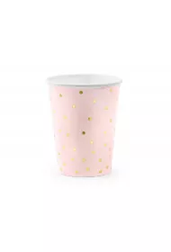 PartyDeco Kubeczki Kropki jasnor�owe 260ml 6 szt.