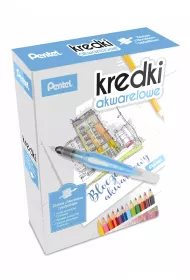 Pentel Zestaw kredki akwarelowe + pdzelek + bloczek 12 kolorw