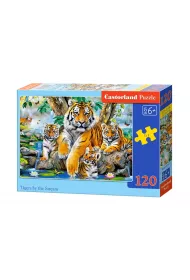 Puzzle 120 el. Tygrysy przy potoku Castorland