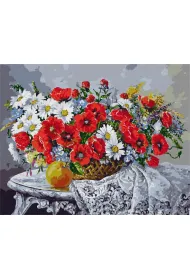 Ideyka Malowanie po numerach z ram� - Martwa natura z makami 40x50cm
