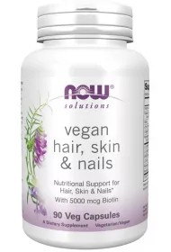 Now Foods Vegan Hair, Skin & Nails - Wosy, Skra i Paznokcie Suplement diety 90 kaps.