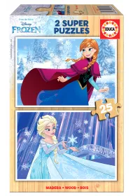 Puzzle drewniane 2 x 25 el. Kraina Lodu Educa