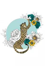 Clear Creations Karnet Swarovski kwadrat CL1424 Gepard kwiaty