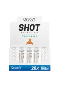OstroVit Biotyna & Witamina A & Cynk & Witamina B2 shot smak pomaracza - brzoskwinia Suplement diety 20 x 100 ml