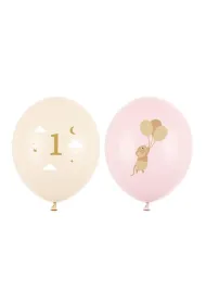 PartyDeco Balony Myszki z cyferk� 1 Pale Pink 30cm