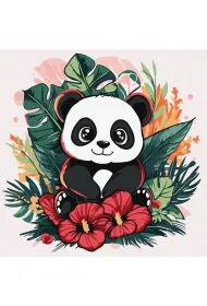 Malowanie po numerach - Panda w tropikach Kids Ideyka