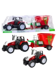 Traktor z przyczep� mieszalnik czerwony 60cm LeanToys