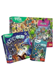 Pakiet: Puzzle 160 el. Trefliki celebruj�, Spy Guy Fantasy, Spy Guy. Gra karciana