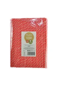 S�omki papierowe czerwone w bia�e kropki 144 szt.