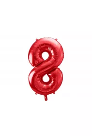 PartyDeco Balon foliowy 8 czerwony 86cm