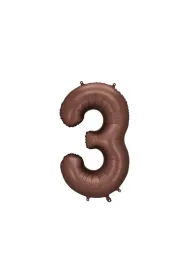 PartyDeco Balon foliowy cyfra 3 mocca 86cm