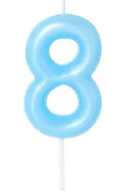 �wieczka na tort - cyferka Candy 8 niebieska 6cm