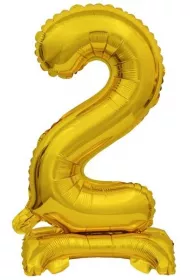 Amscan Balon foliowy mini cyfra 2 ze stopk zota 22x40cm