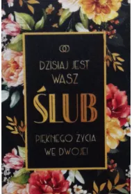 Art Nuvo Karnet �lub z�ocony, kwiaty (13x20,5cm) S-0404