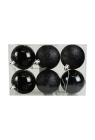 Bombki czarno-brokatowe 6 szt.