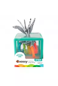 Sassy Manipulacyjna kostka sensoryczna Montessori – elastyczna kostka sorter z kr��kami